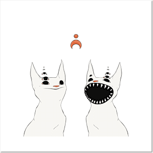 Two Creepy Cute Cats Posters and Art